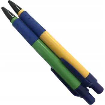 Propiska automatická modrá náplň 2 kusy gumový úchop mix barev