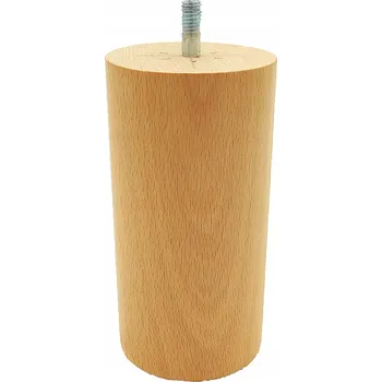 Stolová podnož Dřevěná noha k nábytku, nábytková nožička válec průměr 60mm lakovaná 12 cm s uchycením