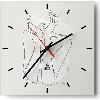 Hodiny Velké nástěnné hodiny na zeď 40x40 Grafika Skleněné hodiny Čtvercové Tiché