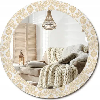 Zrcadlo Zrcadlo s potiskem do koupelny ložnice obývacího pokoje Barokní vzor Průměr 70 cm