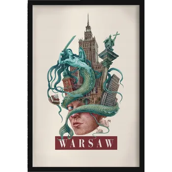 Obraz Nástěnný obraz v rámu Retro styl Varšava Siréna PKiN Sloup Zikmunda 40x60 cm