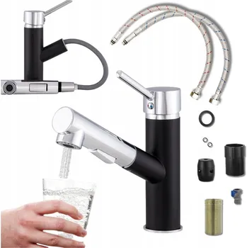 Vodovodní baterie Stojánková kuchyňská baterie APKOMFORT CADO černá, stříbrná