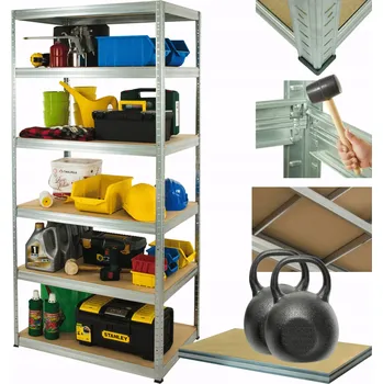 Dílenský regál Kovový regál do skladu, stojan pozink HELIOS 196x100x40cm 6 polic x 275kg NOSNOST