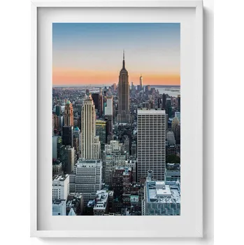 Obraz Nástěnný obraz v rámu s grafikou: Pohled na architekturu New Yorku, 50x70 cm