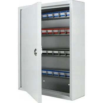 Skříňka na klíč SKŘÍŇKA NA KLÍČE | 42 HÁČKŮ | NASTAVITELNÉ LIŠTY S HÁČKY | SVĚTLE ŠEDÁ