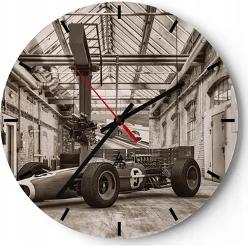 Hodiny Nástěnné hodiny do kuchyně 30x30 Formule 1 Skleněné hodiny do obýváku Tiché