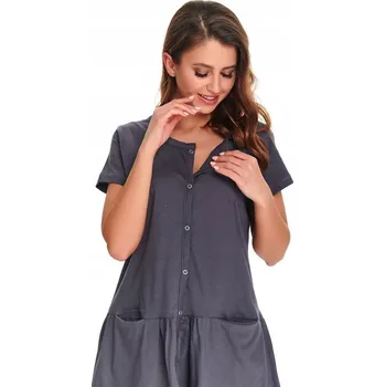 Dámská noční košile Těhotenská košile na kojení Doctor Nap rozepínací grafitová těhotenská velikost L
