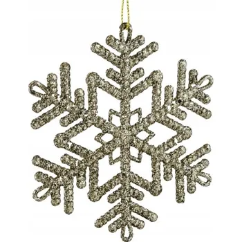 Vánoční ozdoba Ozdoba vánoční vločka šampaňská, ažurová, 12 cm