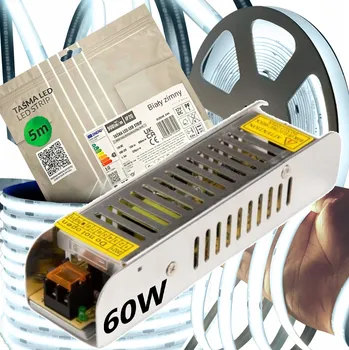 LED osvětlení LED COB pásek 5m Neon S napájecím zdrojem 60W Studená bílá 6000K 10W/m Sada 12V