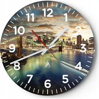 Hodiny Kuchyňské nástěnné hodiny 30x30 Město Moderní skleněné hodiny do obýváku Tiché