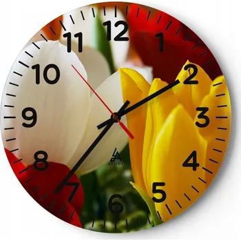 Hodiny Kuchyňské nástěnné hodiny 30x30 Květiny Moderní skleněné hodiny do obýváku Tiché