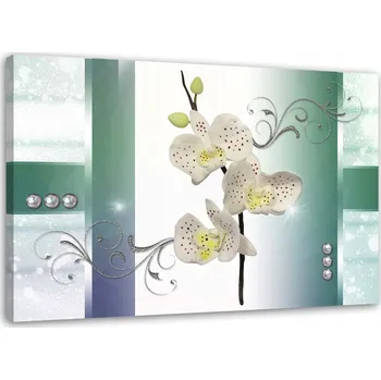 Obraz OBRAZ DO OBÝVÁKU ABSTRAKCE KVĚTINY PLÁTNO 90x60 cm