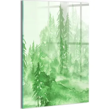 Obraz Skleněný obraz Fotografie Sklo Hobby Malovaná příroda zelený les 20x30