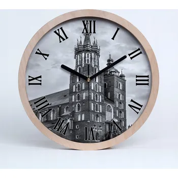 Hodiny Tiché nástěnné dřevěné hodiny Krakov Polsko průměr 30 cm