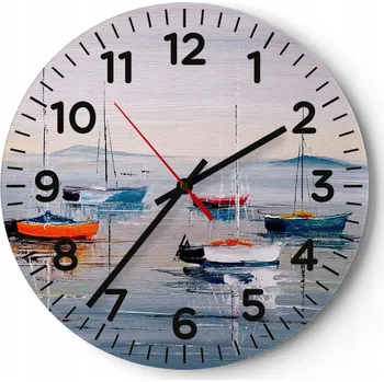 Hodiny Kuchyňské nástěnné hodiny 30x30 Umění moře Moderní skleněné hodiny Tiché