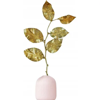 Vánoční dekorace VÁNOČNÍ VĚTVIČKA SE ZLATÝMI LISTY, OZDOBA 74 CM