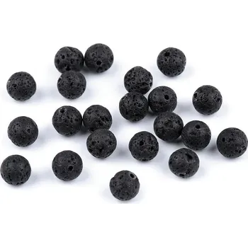 Korálek Minerální korálky Přírodní láva Ø8 mm, Balení 44 ks, Varianta černá láva