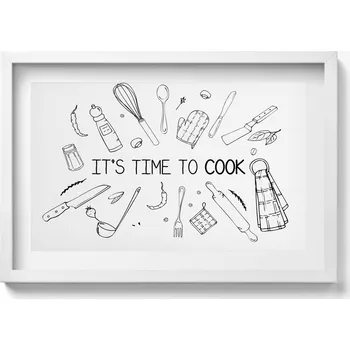 Obraz Nástěnný obraz do obýváku, kuchyně - Its time to cook - kuchyňský nápis 60x40 cm