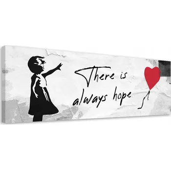 Obraz MODERNÍ OBRAZ Banksy Dívka s balónkem NA PLÁTNĚ 90x30