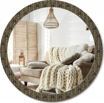 Zrcadlo Loftové zrcadlo s ozdobným skleněným rámem Vintage geometrie průměr 100 cm