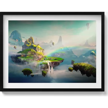 Obraz Závěsný obraz rámeček černé barvy, Fantasy scény v čínském stylu, 80x60 cm