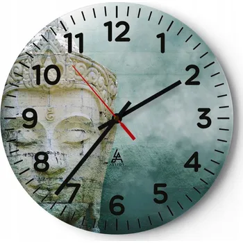 Hodiny Kuchyňské nástěnné hodiny 30x30 Buddha Moderní skleněné hodiny do obýváku Tiché