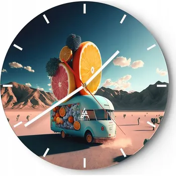 Hodiny Nástěnné hodiny do kuchyně 30x30 Karavan Hodiny na skle do obýváku Loft Tiché