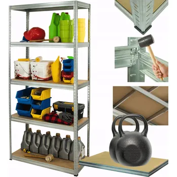 Dílenský regál Kovový regál skladový stojan pozink HELIOS 196x75x50cm 5 polic x 275kg POLSKÝ