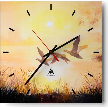 Hodiny Velké nástěnné hodiny 40x40 Natura Skleněné hodiny Čtvercové Tiché