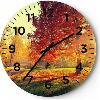 Hodiny Nástěnné hodiny do obýváku 40x40 Krajina Kulatý Skleněné hodiny Loft Tiché