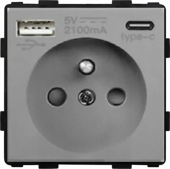 Elektrická zásuvka Elektrická Zásuvka USB nástěnná BSEED šedá