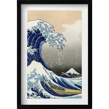 Obraz Obraz v černém rámu dekorace na zeď Velká vlna v Kanagawě 40x60 cm