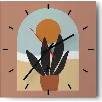 Hodiny Velké nástěnné hodiny na zeď 40x40 Květinové skleněné hodiny Čtvercové Tiché