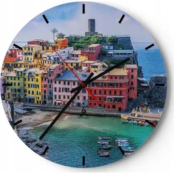 Hodiny Nástěnné hodiny do kuchyně 30x30 Liguria Skleněné hodiny do obýváku Loft Tiché