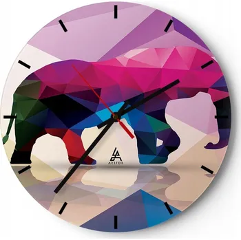 Hodiny Velké nástěnné hodiny 40x40 cm Zvířata Skleněné hodiny Kulatý Tiché