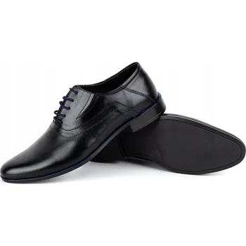 Pánské polobotky Pánské společenské boty z přírodní kůže POLSKÉ 243T9 černé 46