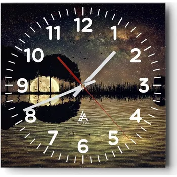 Hodiny Kuchyňské nástěnné hodiny 30x30 Krajina Skleněné hodiny do obýváku Moderní Tiché