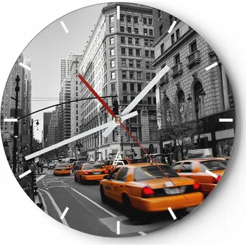 Hodiny Nástěnné hodiny do kuchyně 30x30 Město Skleněné hodiny do obýváku Loft Tiché
