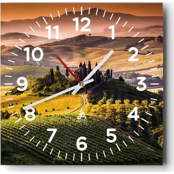 Hodiny Nástěnné hodiny do obýváku 40x40 Krajina Bezhluczne Skleněné hodiny Tiché