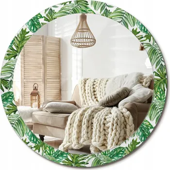 Zrcadlo Zrcadlo s potiskem do koupelny, kuchyně, předsíně, Listy džungle, průměr 90 cm