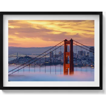 Obraz Dekorativní obraz v černém rámu do obýváku Most v San Franciscu 80x60 cm