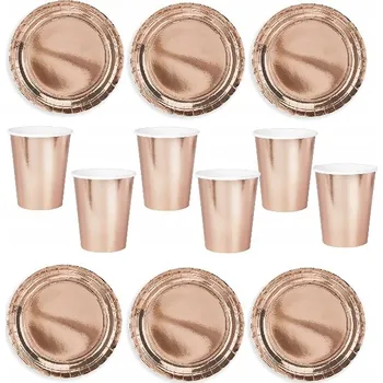 Party nádobí SADA PAPÍROVÝCH KELÍMKŮ A TALÍŘKŮ ROSE GOLD