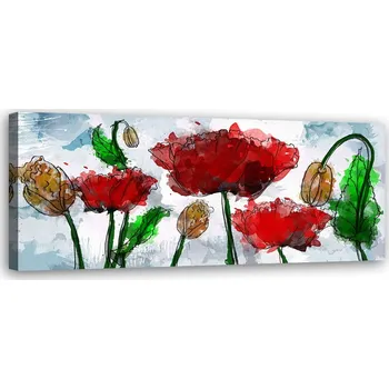 Obraz OBRAZ NA PLÁTNĚ Abstraktní květiny malované na PLÁTNĚ 120x40 cm