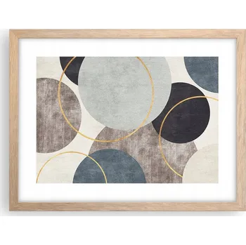 Obraz Obraz plakát v rámu světlý dub do obýváku 40x30 kruhy foto na zeď