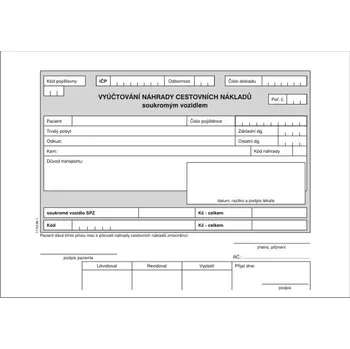 Tiskopis Vyúčtování náhrady cestovních nákladů soukr. vozidlem