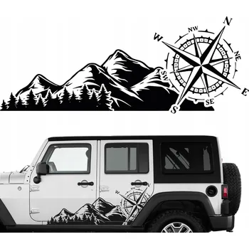 Samolepicí dekorace na vozidlo 2x SAMOLEPKA NA AUTO LES STROMY OFFROAD 45X145