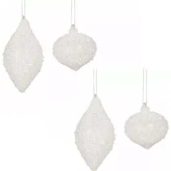 Vánoční dekorace VÁNOČNÍ VÁNOČNÍ BAŇKY 4 ks ledové sklenice bílé jako dárek k vánočnímu stromečku