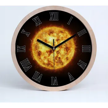 Hodiny Dřevěné nástěnné hodiny kulatý slunce průměr 30 cm