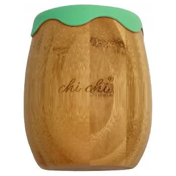 Bambusový hrnek se silikonovým náustkem pro výuku pití