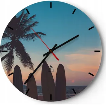 Hodiny Nástěnné hodiny do kuchyně 30x30 Krajina Skleněné hodiny do obýváku Tiché